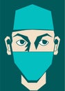 Portrait of a doctor in mask and cap vector illustration